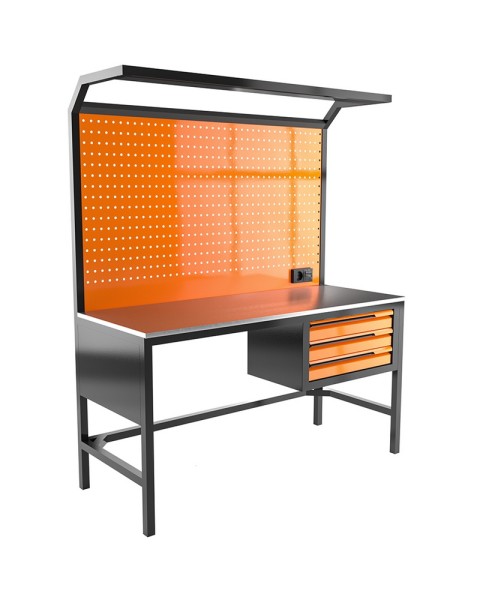 РАБОТНА МАСА С 3 ЧЕКМЕДЖЕТА И ГРЪБ/ПАНЕЛ 2050X1700X700 ПРОМОЦИЯ